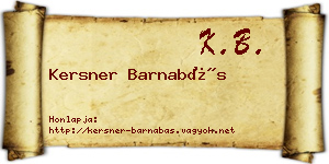 Kersner Barnabás névjegykártya